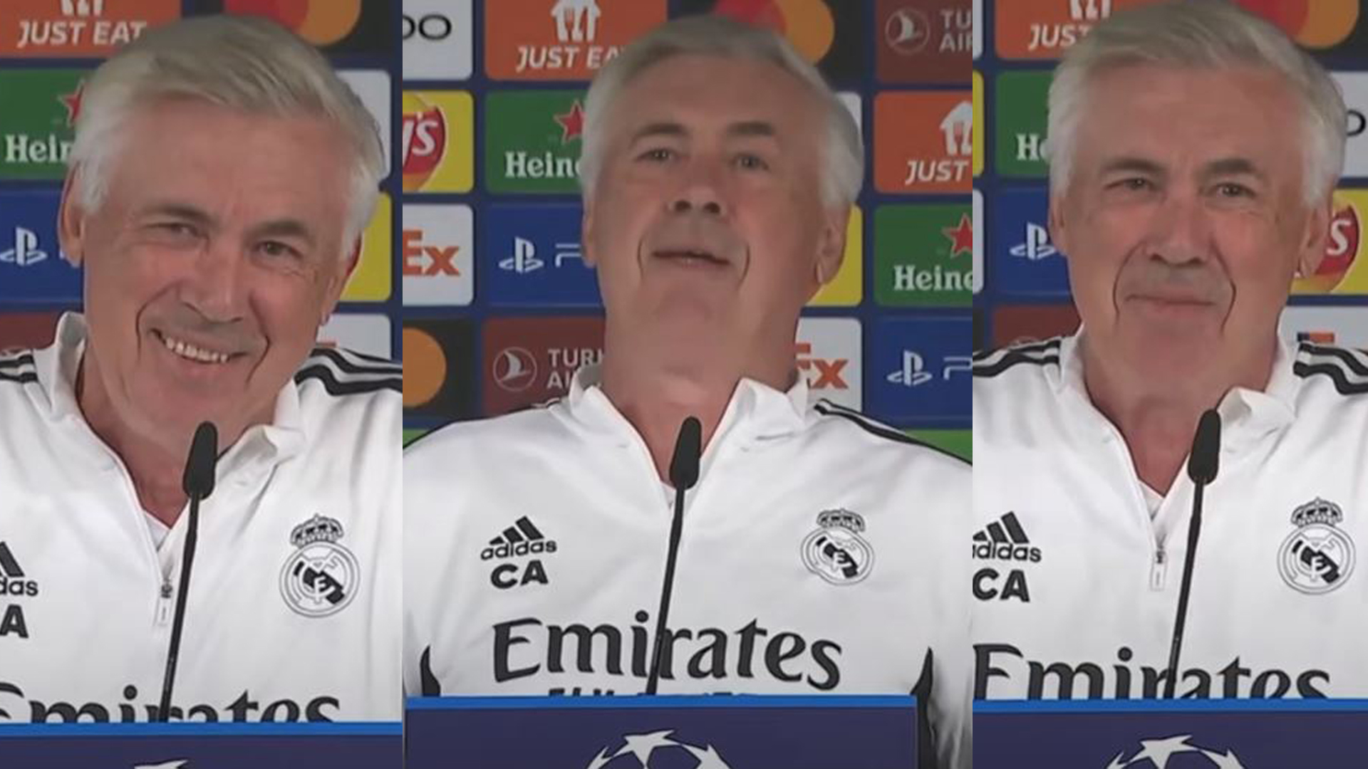 Así fue la divertida reacción de Ancelotti luego de que fue cuestionado, nuevamente, por una posible llegada de Mbappe a la casa blanca. (Foto Prensa Libre: YouTube)