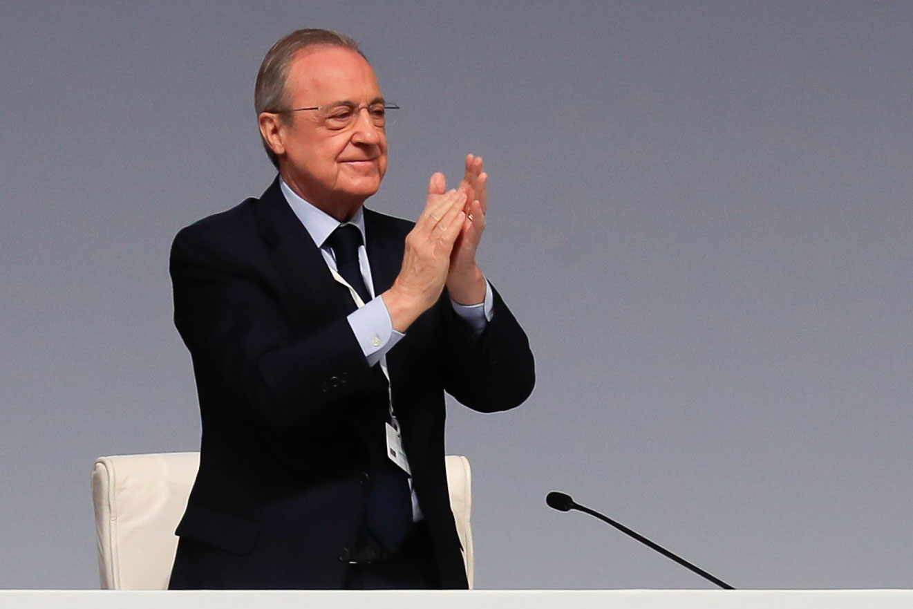 Florentino Pérez y Al Khelaifi no tienen la mejor relación y este domingo el presidente del Real Madrid le envió un duro mensaje. (Foto Prensa Libre: EFE)