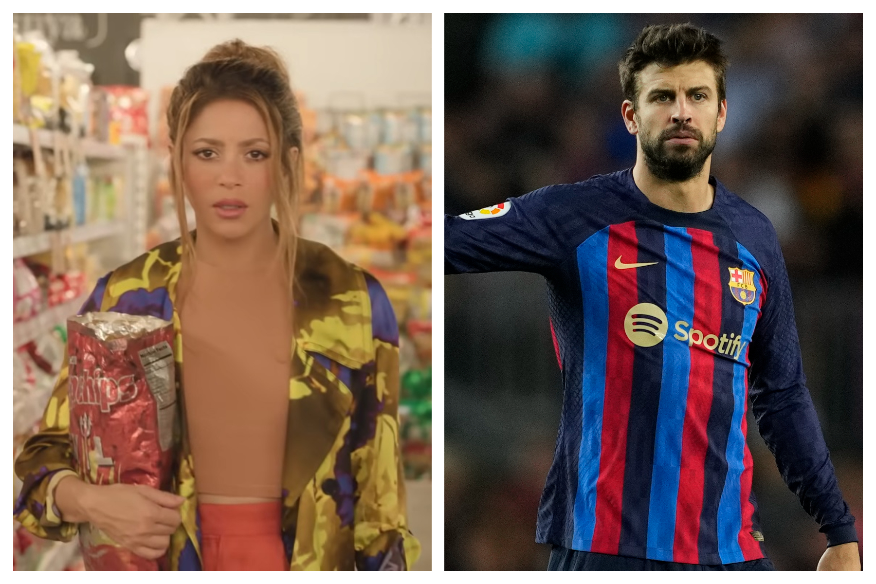 Gerard Piqué fue cuestionado acerca de la letra de "Monotonía", la nueva canción de Shakira y que podría ser una indirecta contra él. (Foto Prensa Libre: Shakira/Youtube y EFE).