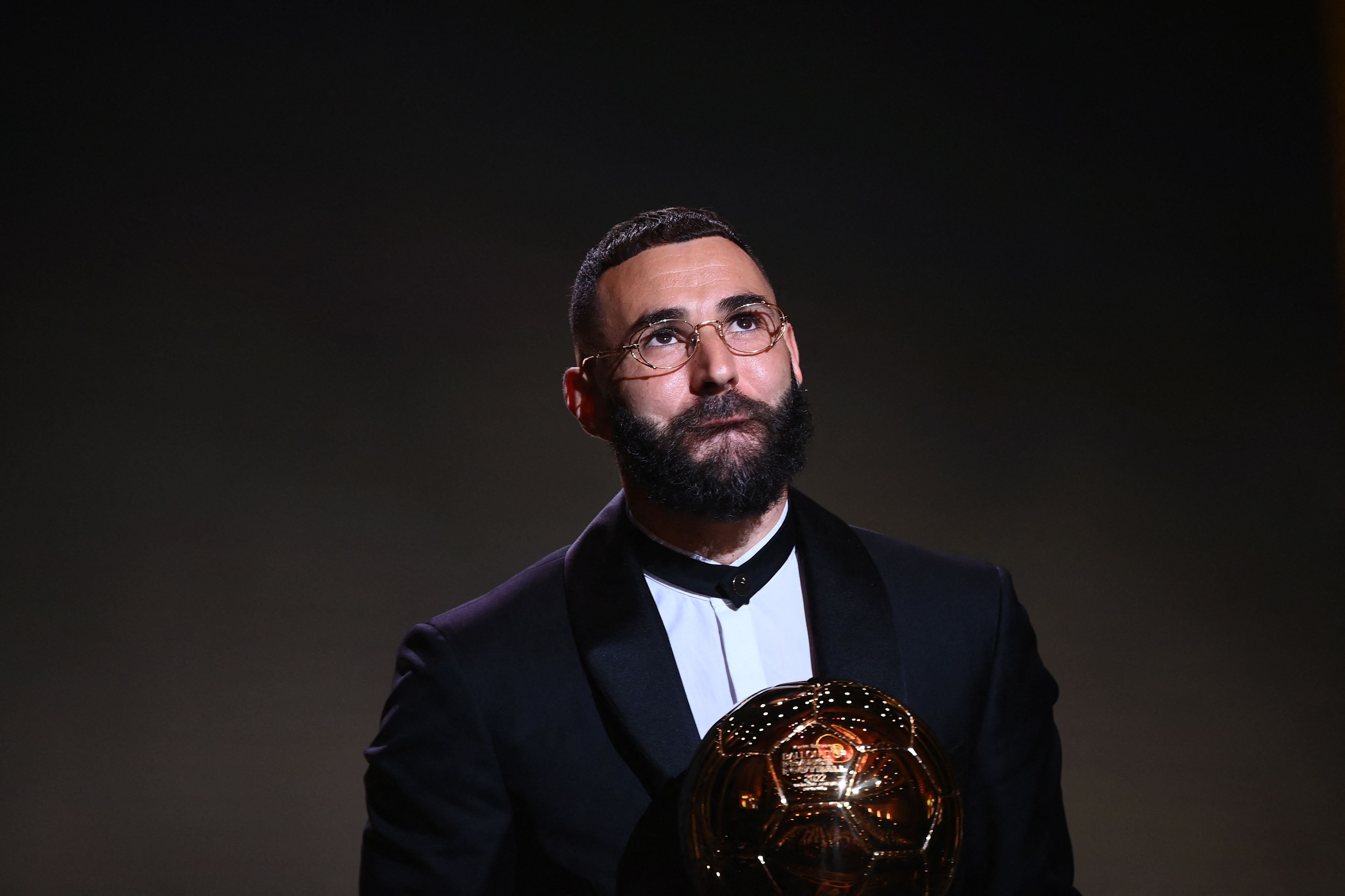 Karim Benzema, durante la gala del Balón de Oro. (Foto Prensa Libre: AFP)