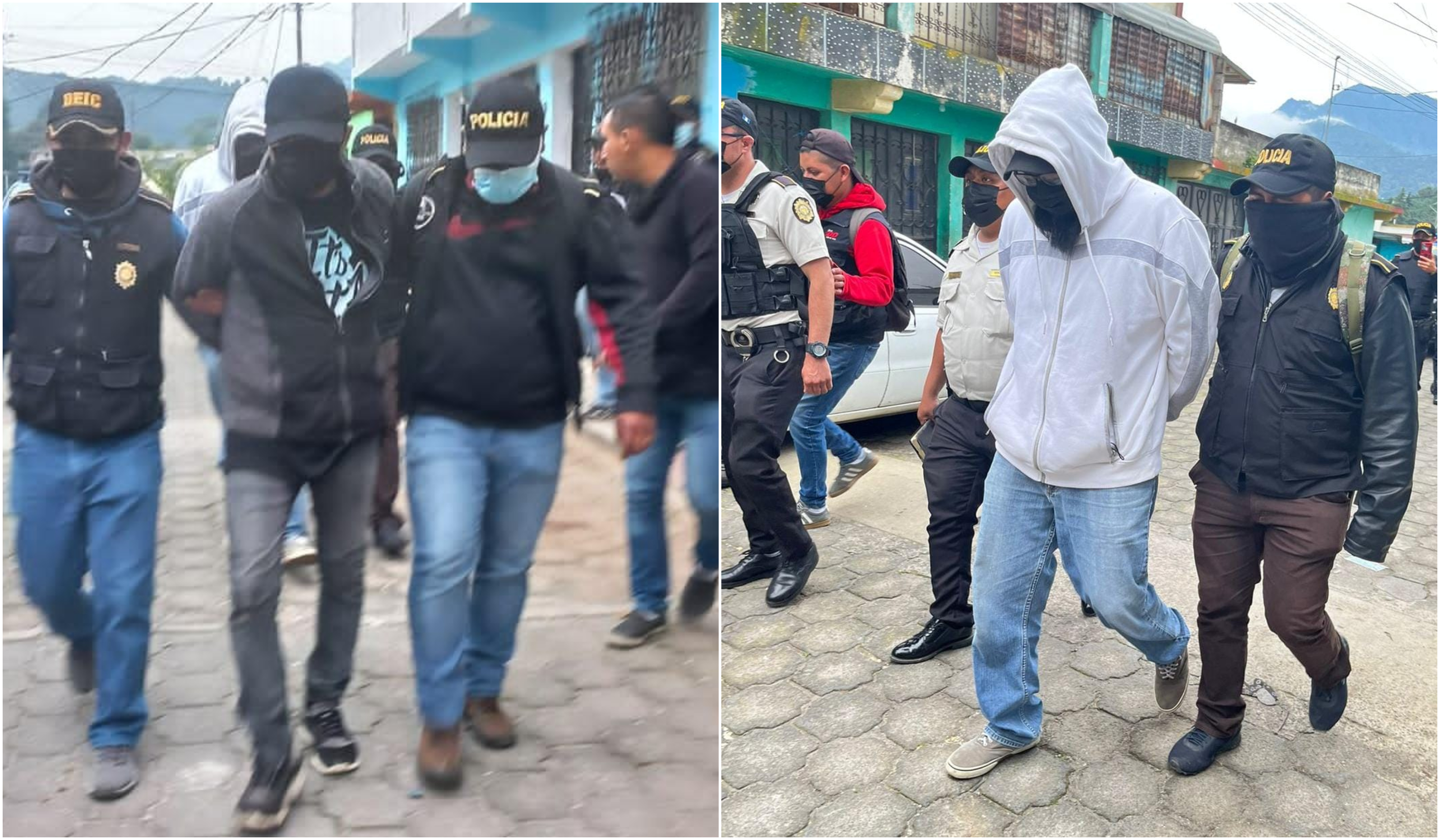 Édgar Roberto Ovalle Ramírez, de 40 años, y Edy Leonel Matzir Ordóñez, 28, fueron enviados a prisión preventiva por el asesinato de Abel Vicente Jiménez, 32 tras una discusión cuando bebían licor. Fotos PNC.