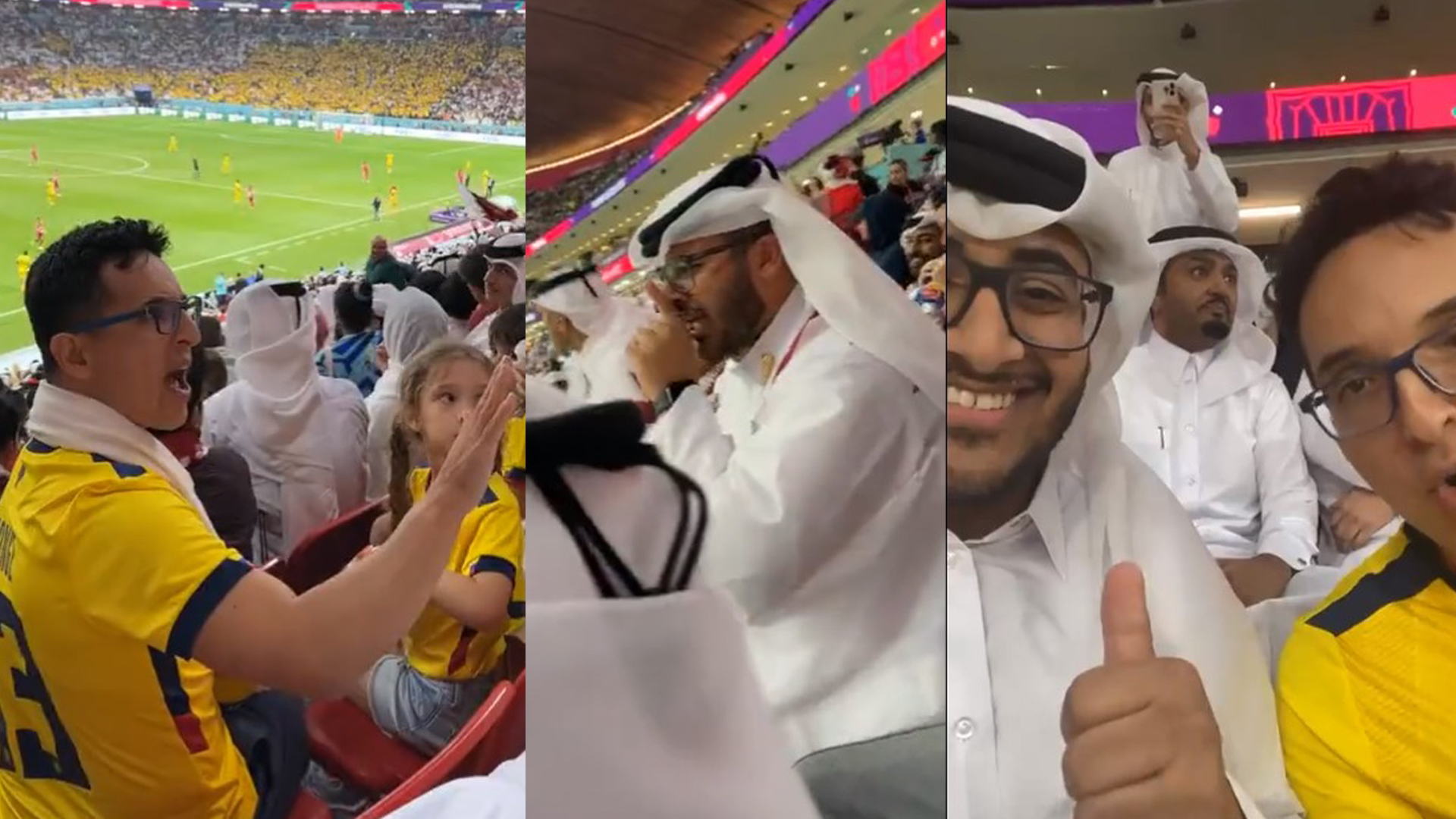 La inauguración del Mundial también se "disputó" en las gradas del estadio Al Bayt. (Foto Prensa Libre: Captura de Pantalla)