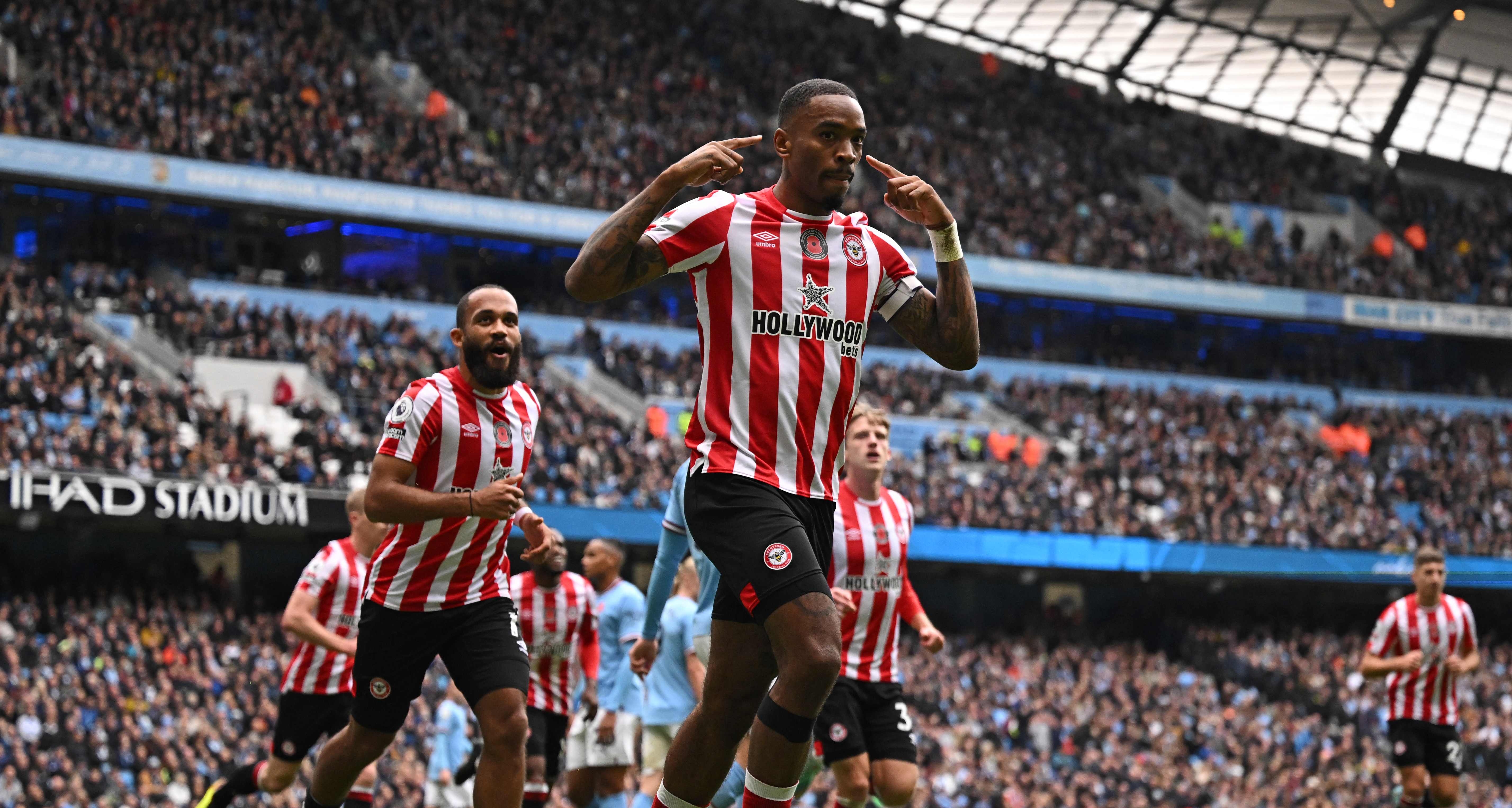 Ivan Toney silenció el Etihad este sábado al anotar el gol de la derrota Citizen. Foto Prensa Libre (AFP)