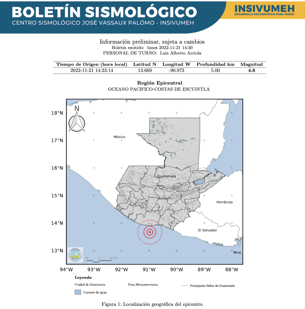 Temblor en Guatemala 21 de noviembre