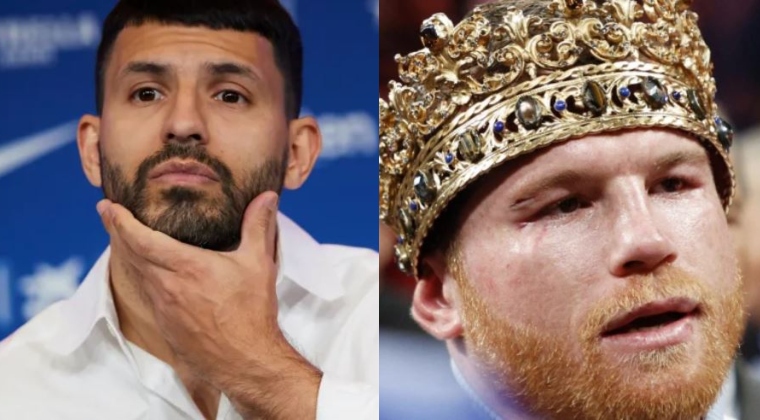 Sergio "El Kun" Aguero respondió a las críticas del boxeador mexicano, Saúl "El Canelo" Álvarez, quien criticó a Lionel Messi por la celebración de Argentina frente a México en el Mundial de Qatar. (Foto Prensa Libre: EFE y AFP)