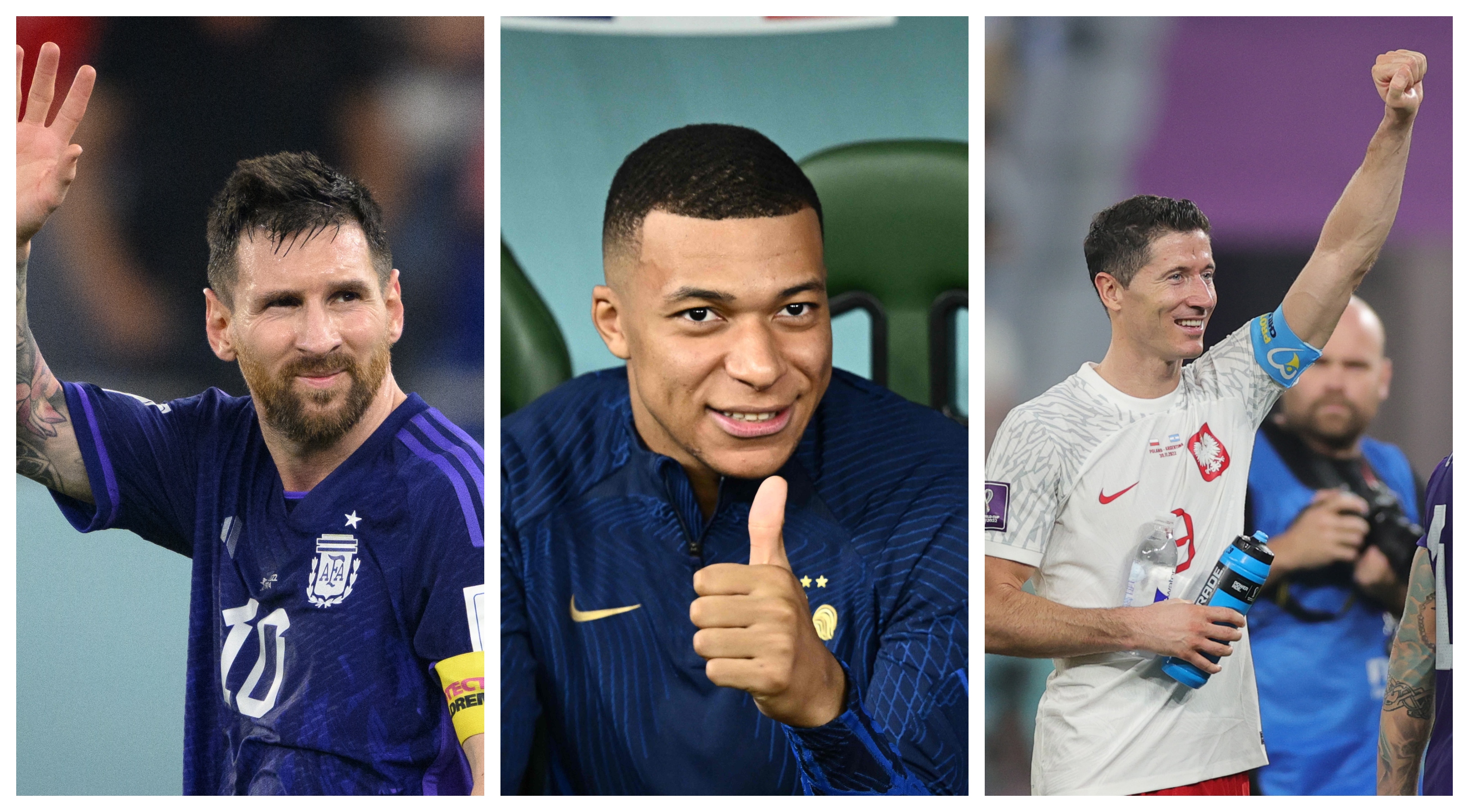 Messi, Mbappé y Lewandowski jugarán los octavos de final del Mundial de Qatar 2022. (Foto Prensa Libre: AFP y EFE)