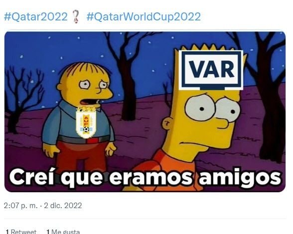 Usuarios de redes sociales se burlaron de la eliminación de Uruguay. (Foto Prensa Libre: Twitter)