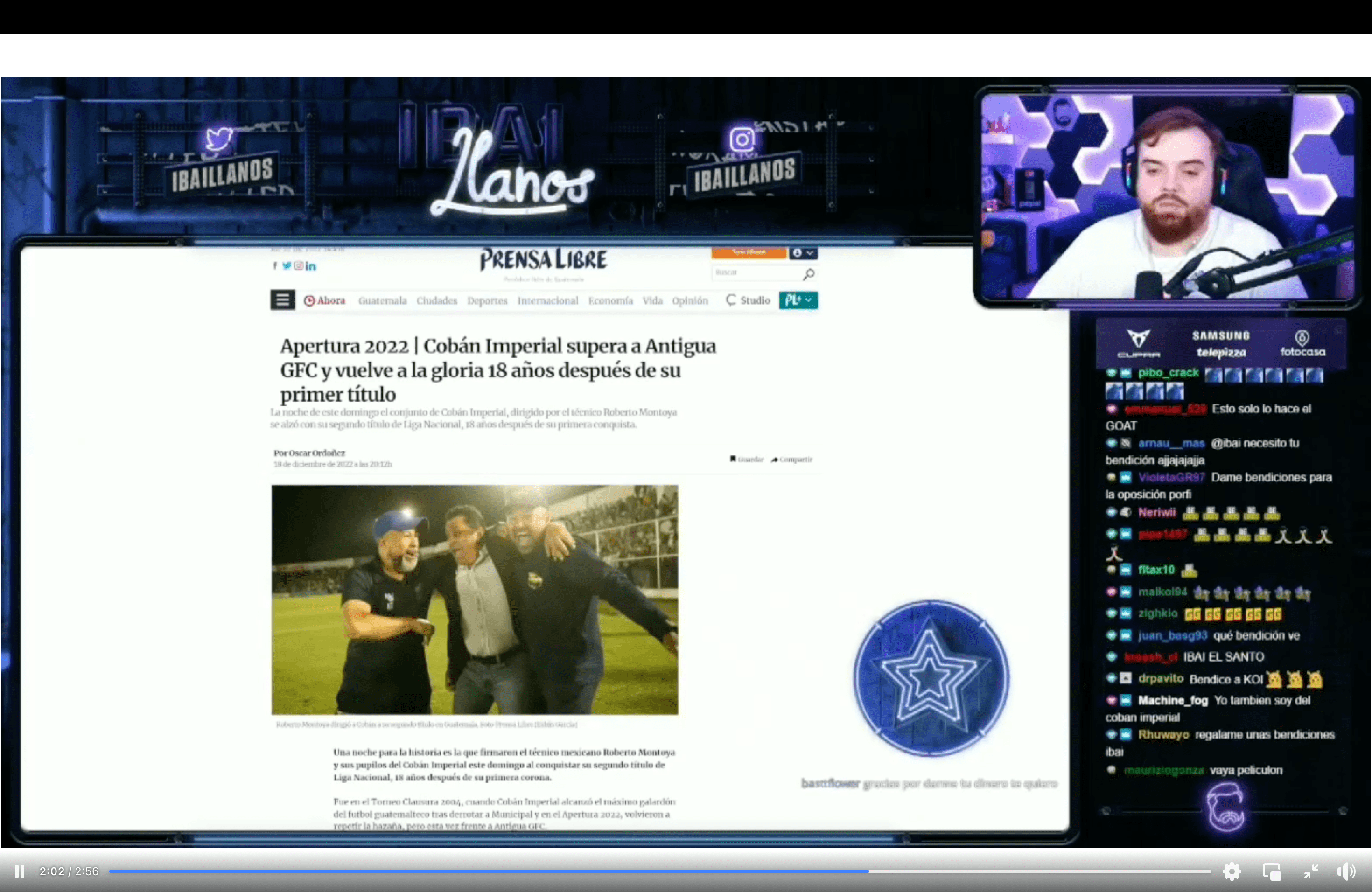 Ibai Llanos, famoso streamer español dedicó palabras para el Cobán Imperial. Foto Prensa Libre (Captura de Pantalla)