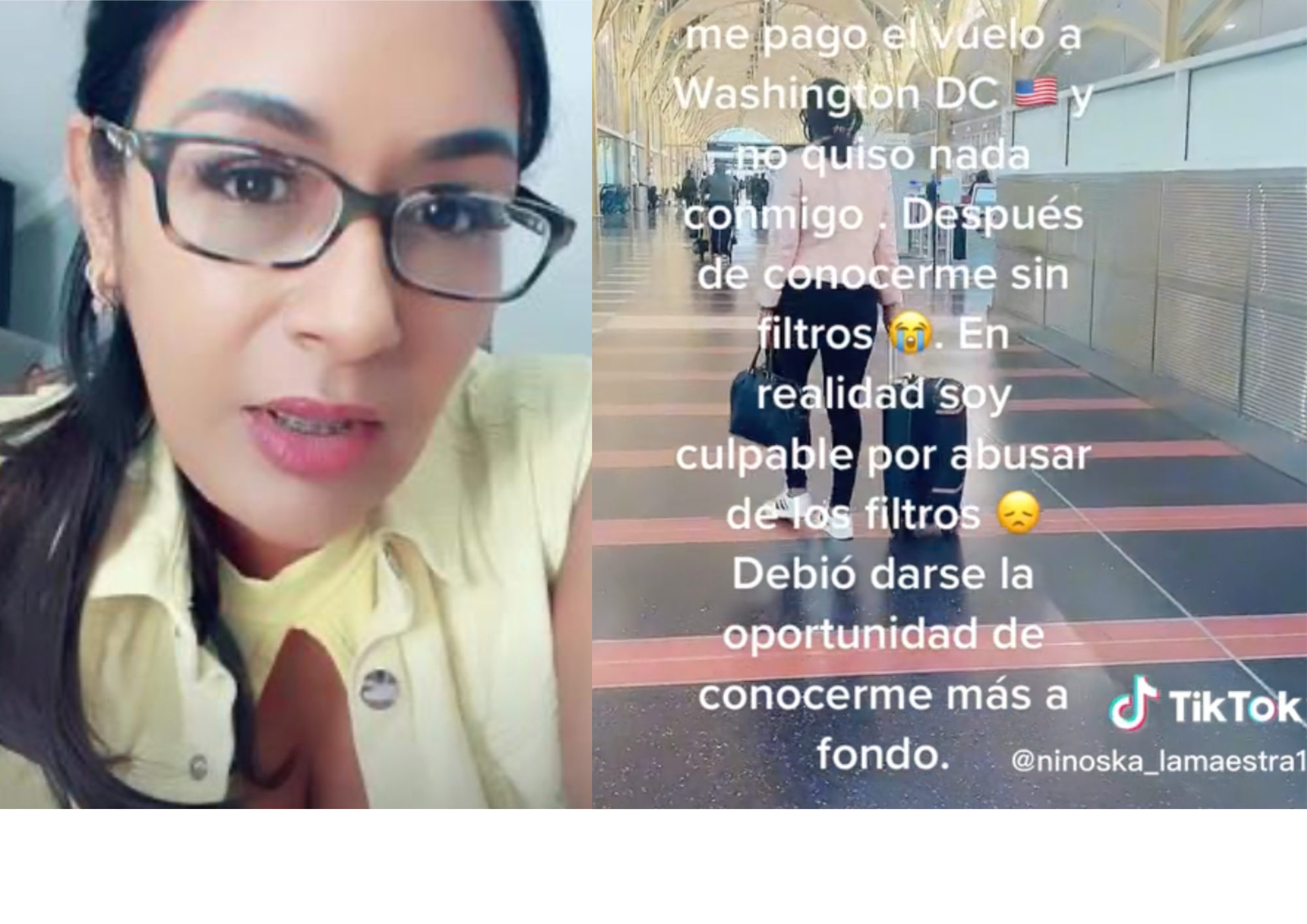 Se conocieron en internet y cuando se vieron en persona el joven tuvo una reacción inesperada. (Foto Prensa Libre: captura de pantalla / TikTok @ninoska_lamaestra1 )