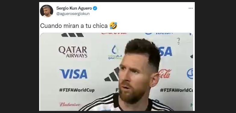 Sergio Agüero publicó uno de los memes más virales del "Qué mirás, bobo". (Foto Prensa Libre: Twitter @aguerosergiokun)