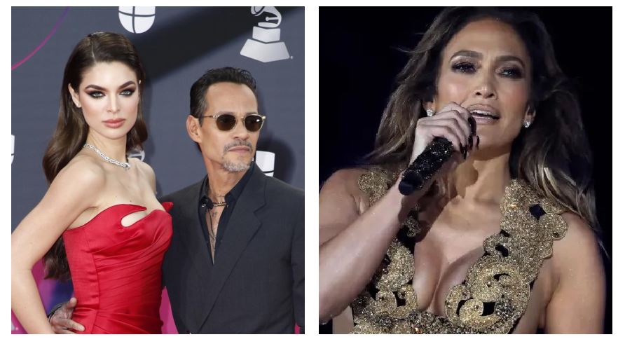 Nadia Ferreira con Marc Anthony y Jennifer López