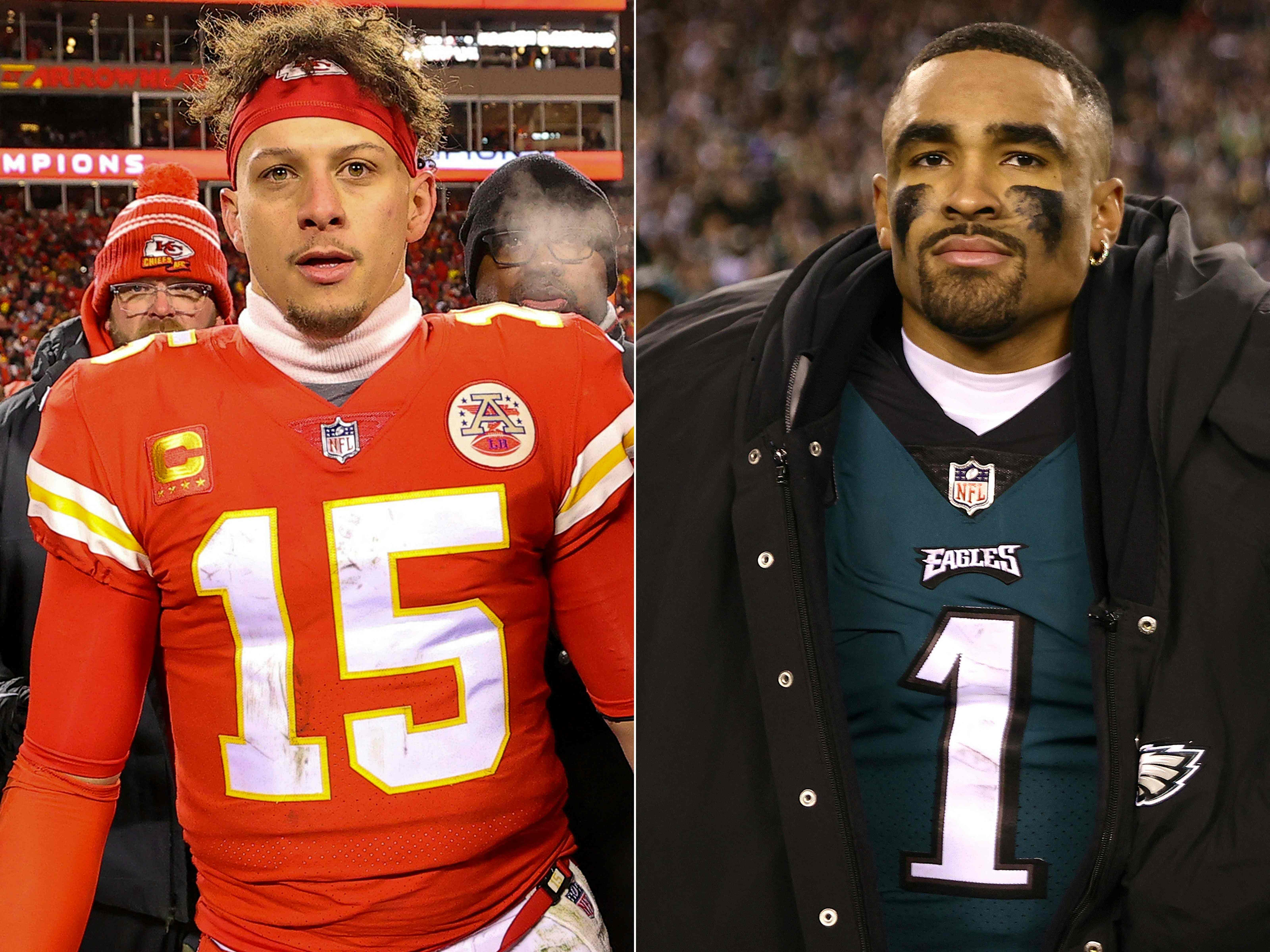 Los Eagles y los Chiefs jugarán la final del SuperBowl el 12 de febrero. Foto Prensa Libre (AFP)