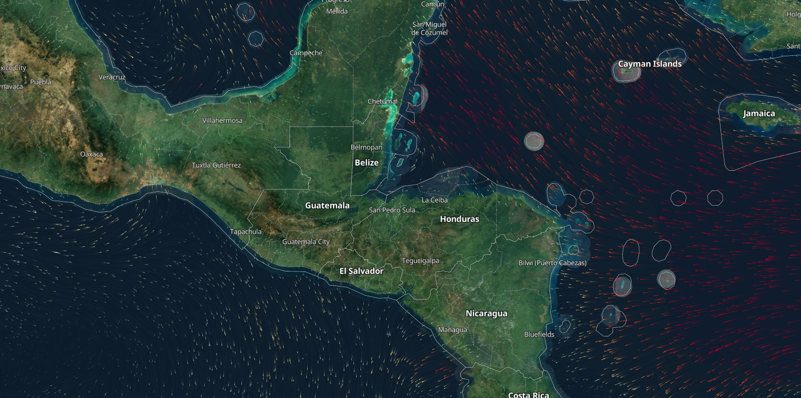 Para finales de esta semana se prevé la influenza de un frente frío que avanza al suereste del territorio mexicano. (Foto Prensa Libre: Mapa satelital Gosur)