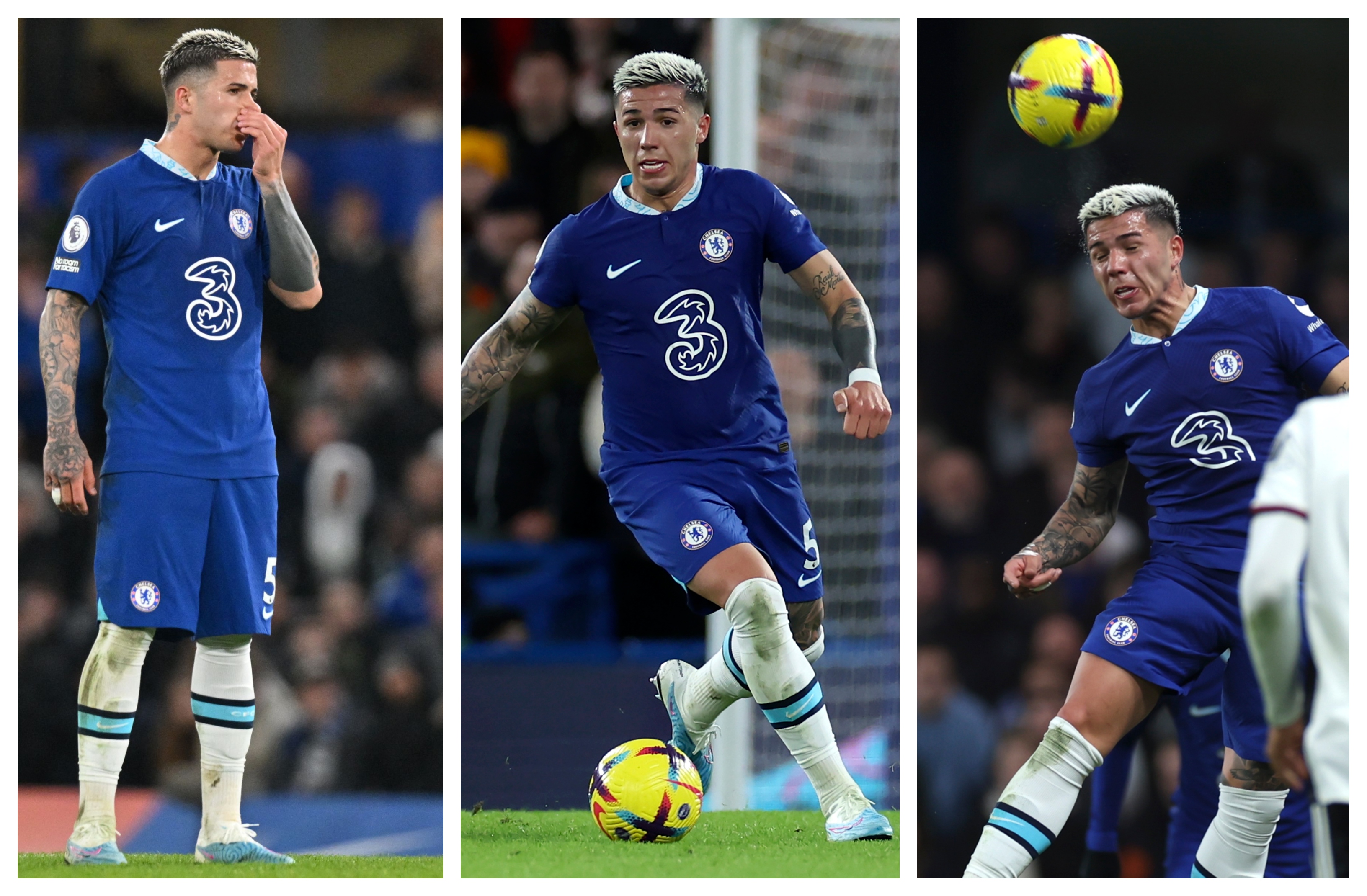 El argentino Enzo Fernández fue titular en el partido del Chelsea frente al Fulham. (Fotos Prensa Libre: AFP).