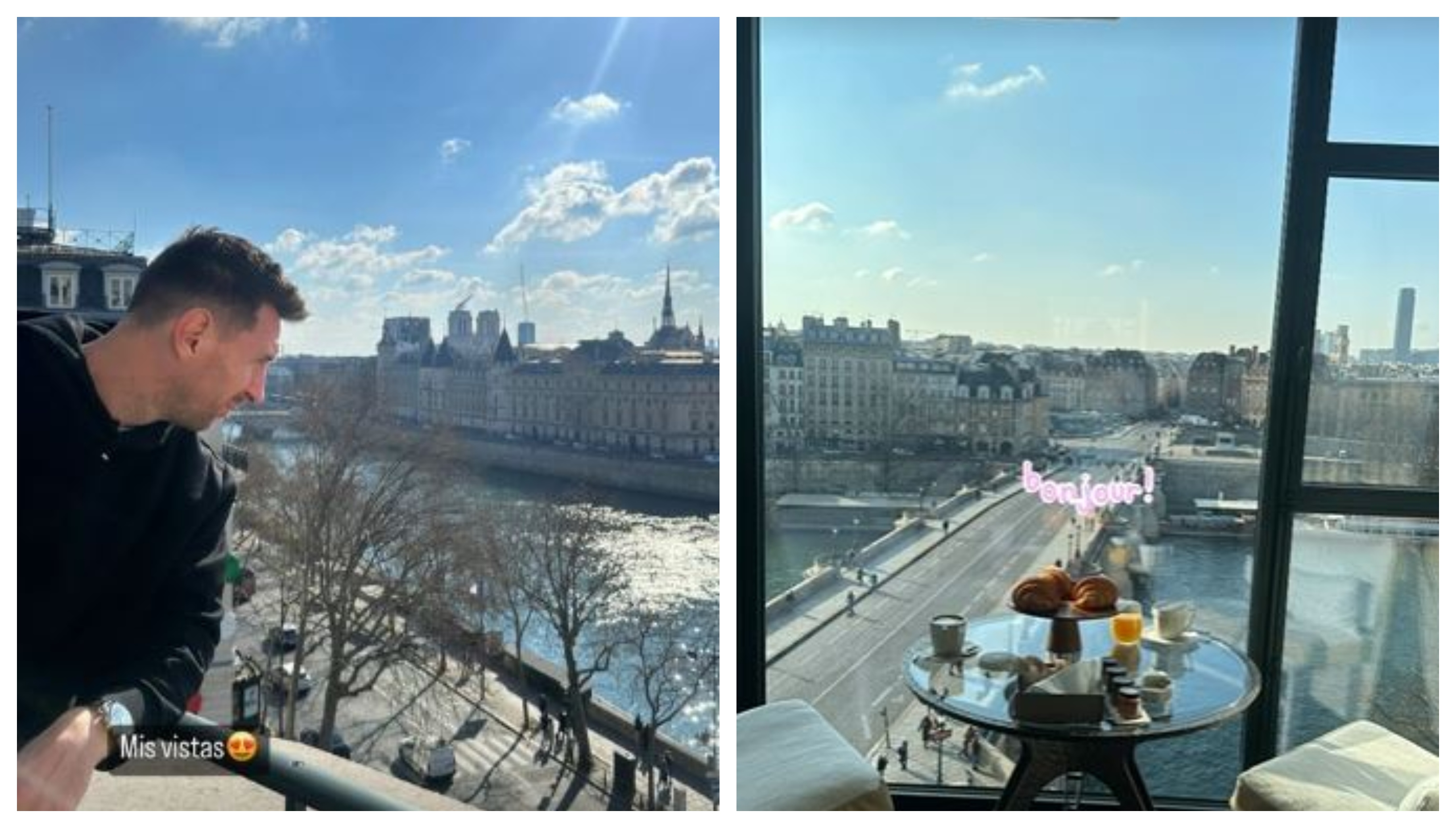 Leo Messi en París, después de ganar el premio The Best. (Foto Prensa Libre: @antonelaroccuzzo)