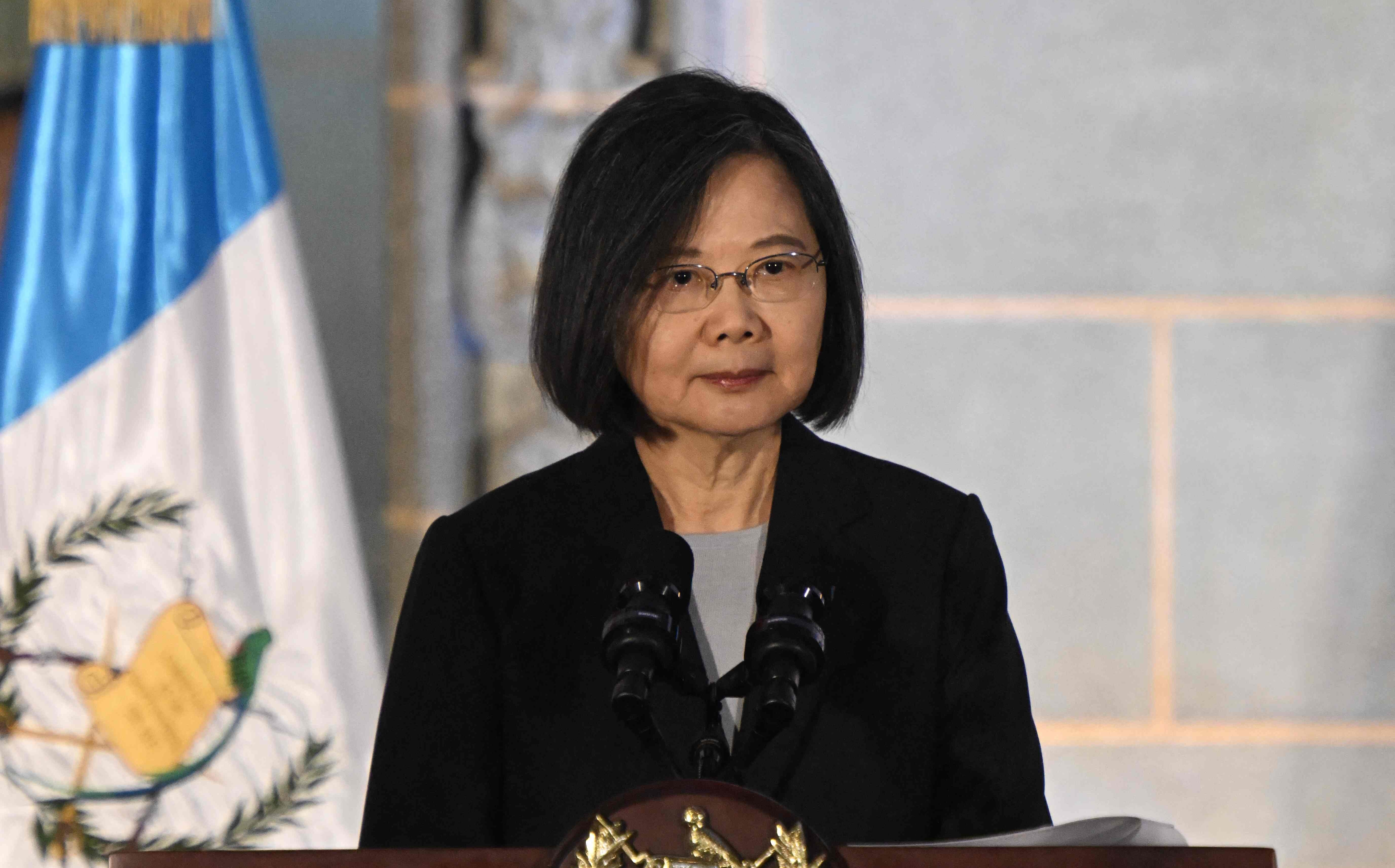 La presidenta de Taiwán, Tsai Ing-wen durante su visita a Guatemala, en marzo de 2023. (Foto Prensa Libre: AFP)