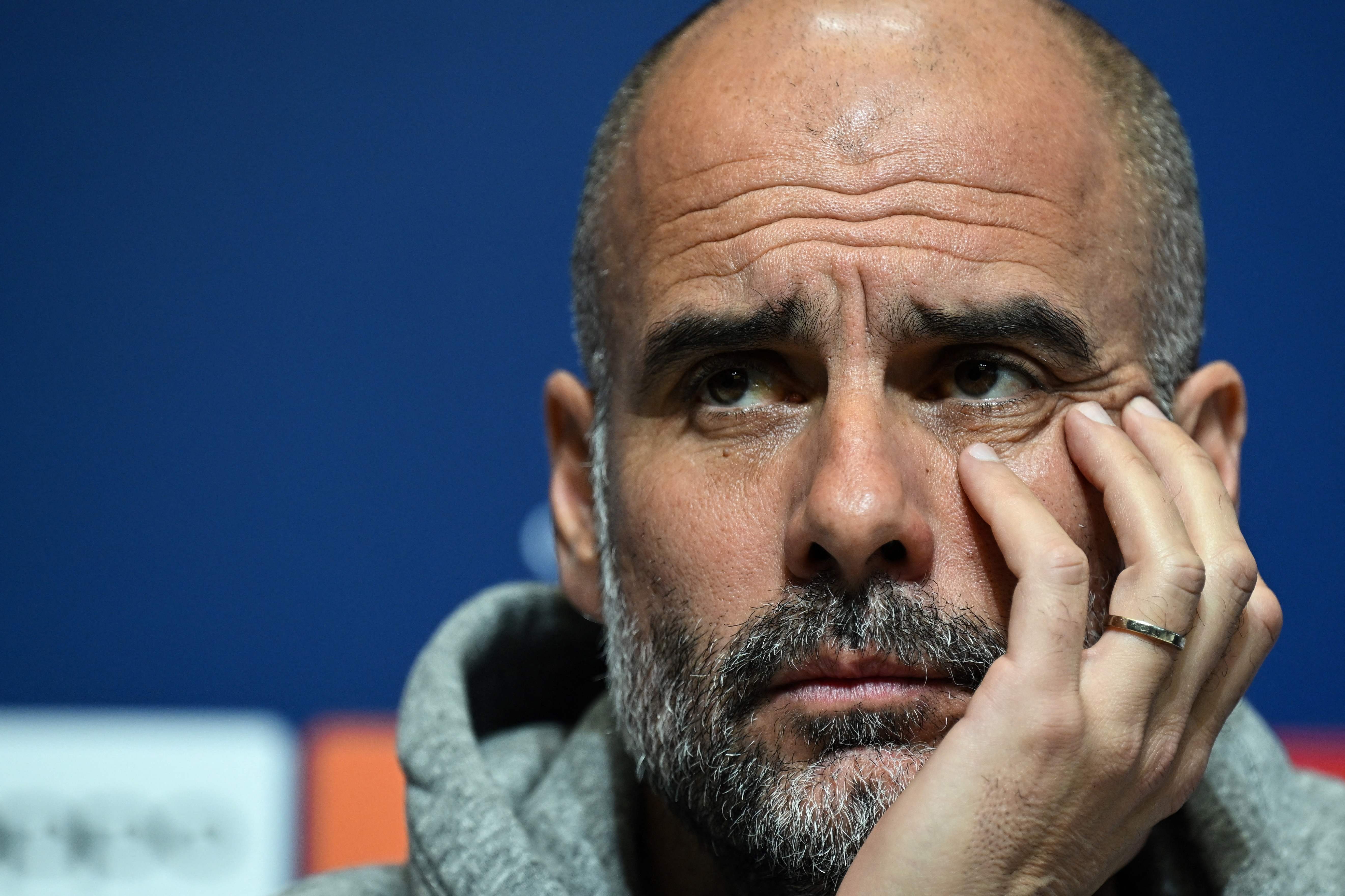 El técnico español Pep Guardiola, en conferencia de prensa este lunes. (Foto Prensa Libre: AFP)