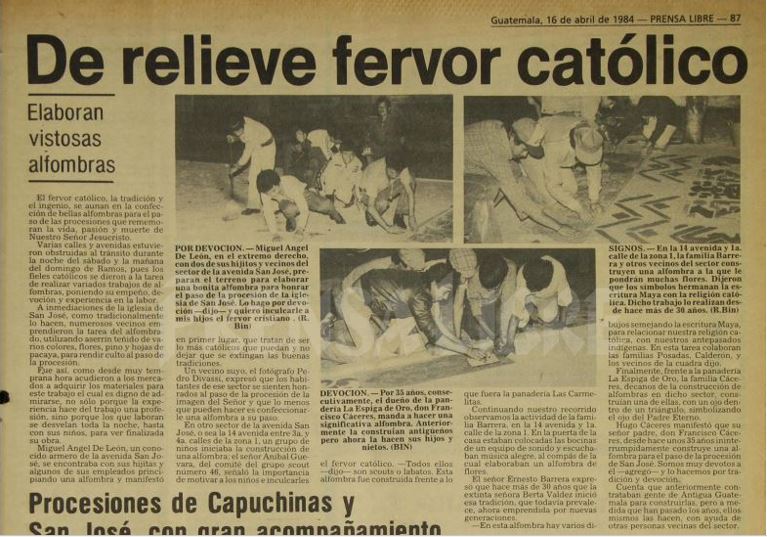Página de Prensa Libre el 16 de abril de 1984