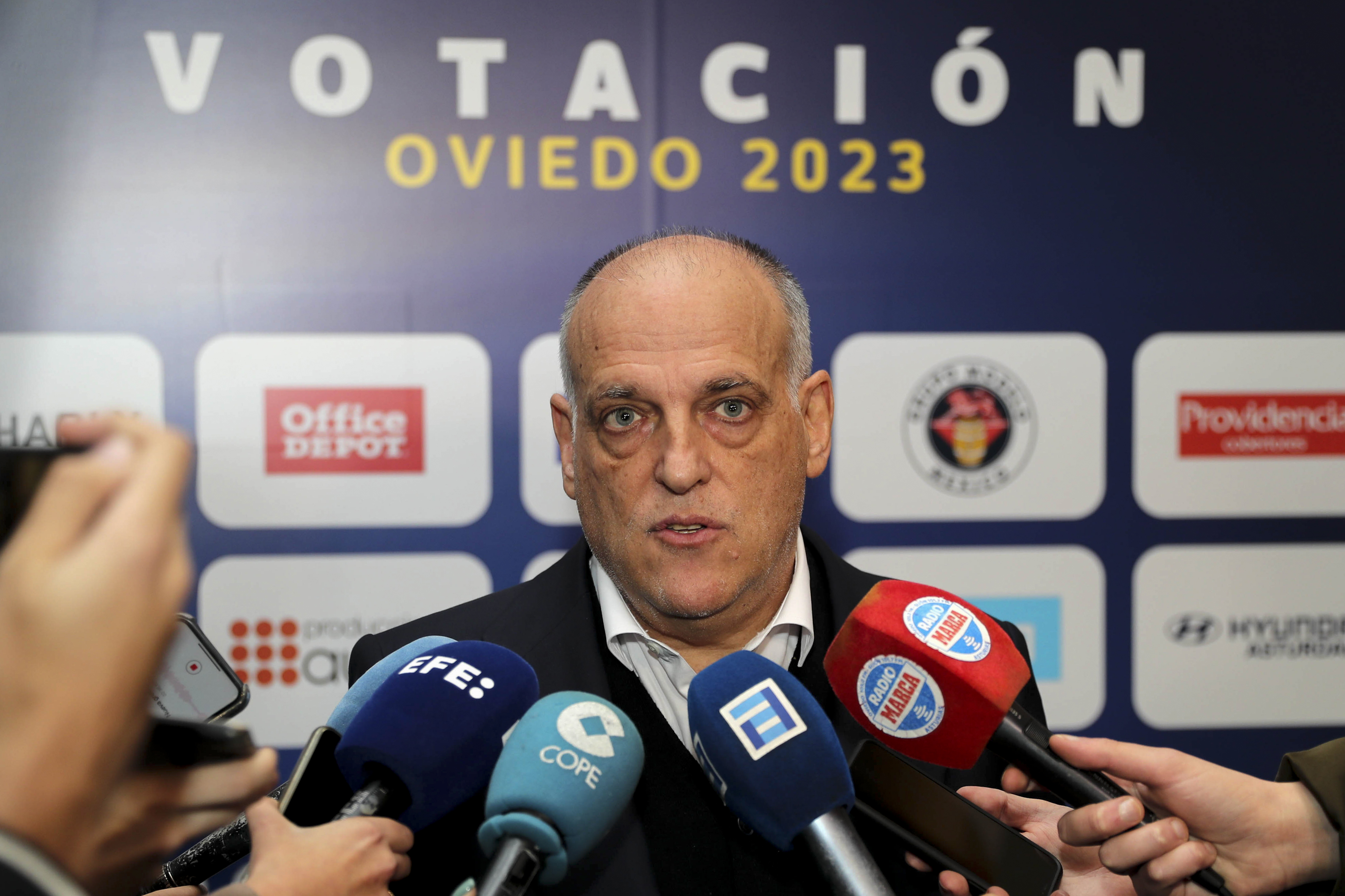 El presidente de la Liga, Javier Tebas. (Foto Prensa Libre: EFE)