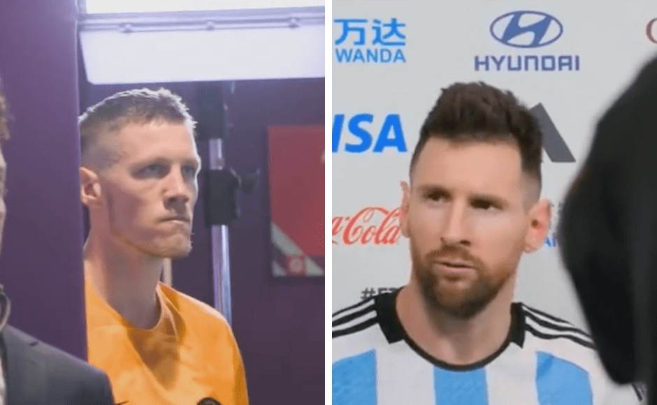 Lionel Messi y Wout Weghorst en el famoso "¿Qué mirás bobo?" del Mundial de Qatar 2022. Foto (FIFA)