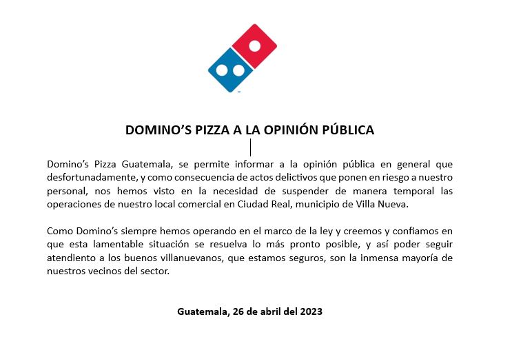 comunicado dominos