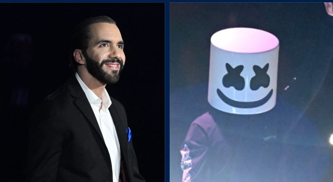 El DJ estadounidense Marshmello se presenta durante la ceremonia de apertura de los XXIV Juegos Deportivos Centroamericanos y del Caribe, en el Estadio Nacional Jorge "Mágico" González, en San Salvador, el 23 de junio de 2023. (Foto Prensa Libre: AFP)