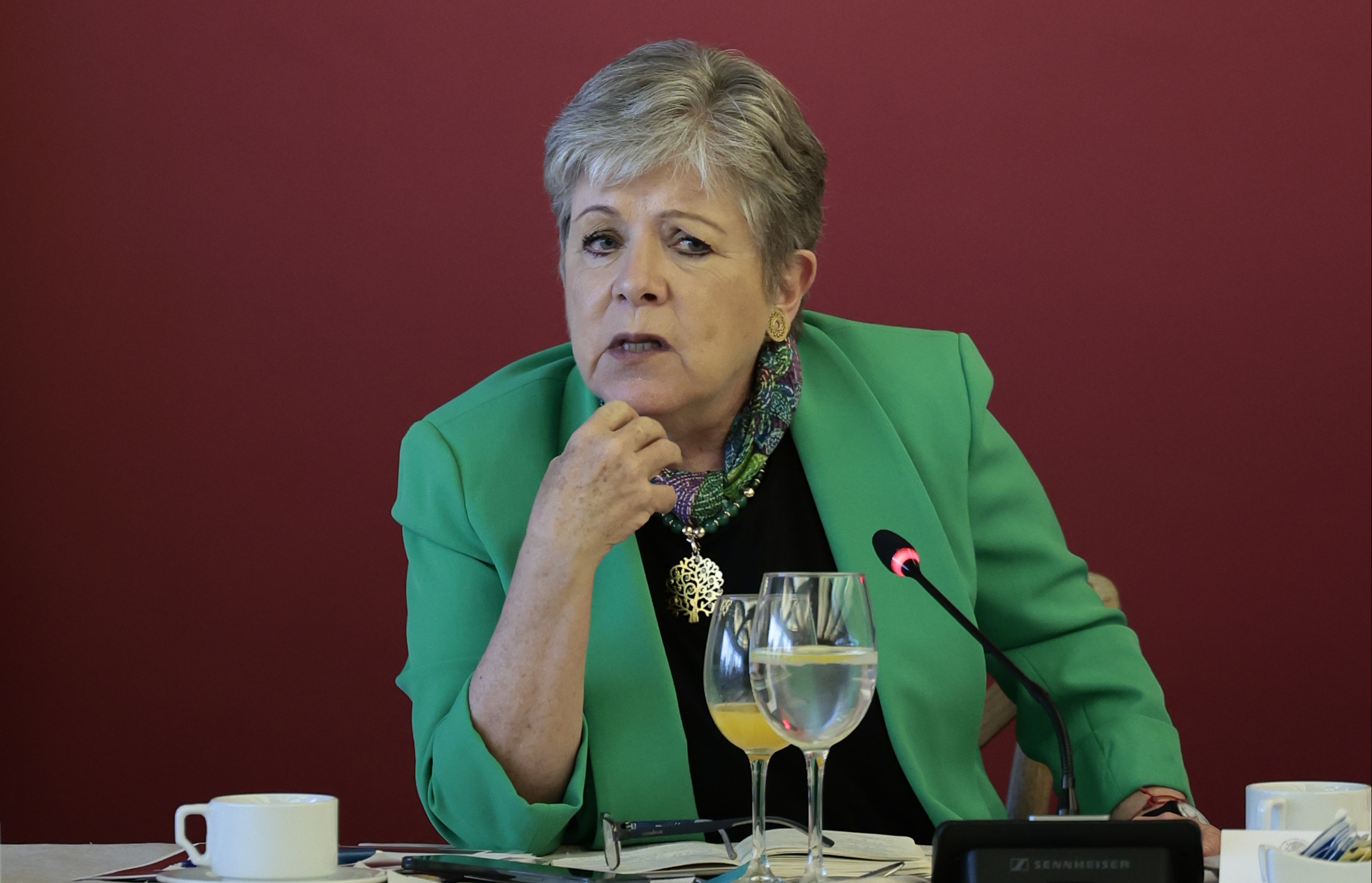 La canciller mexicana, Alicia  Bárcena, habla hoy durante una rueda de prensa en Ciudad de México. (Foto Prensa Libre: EFE)