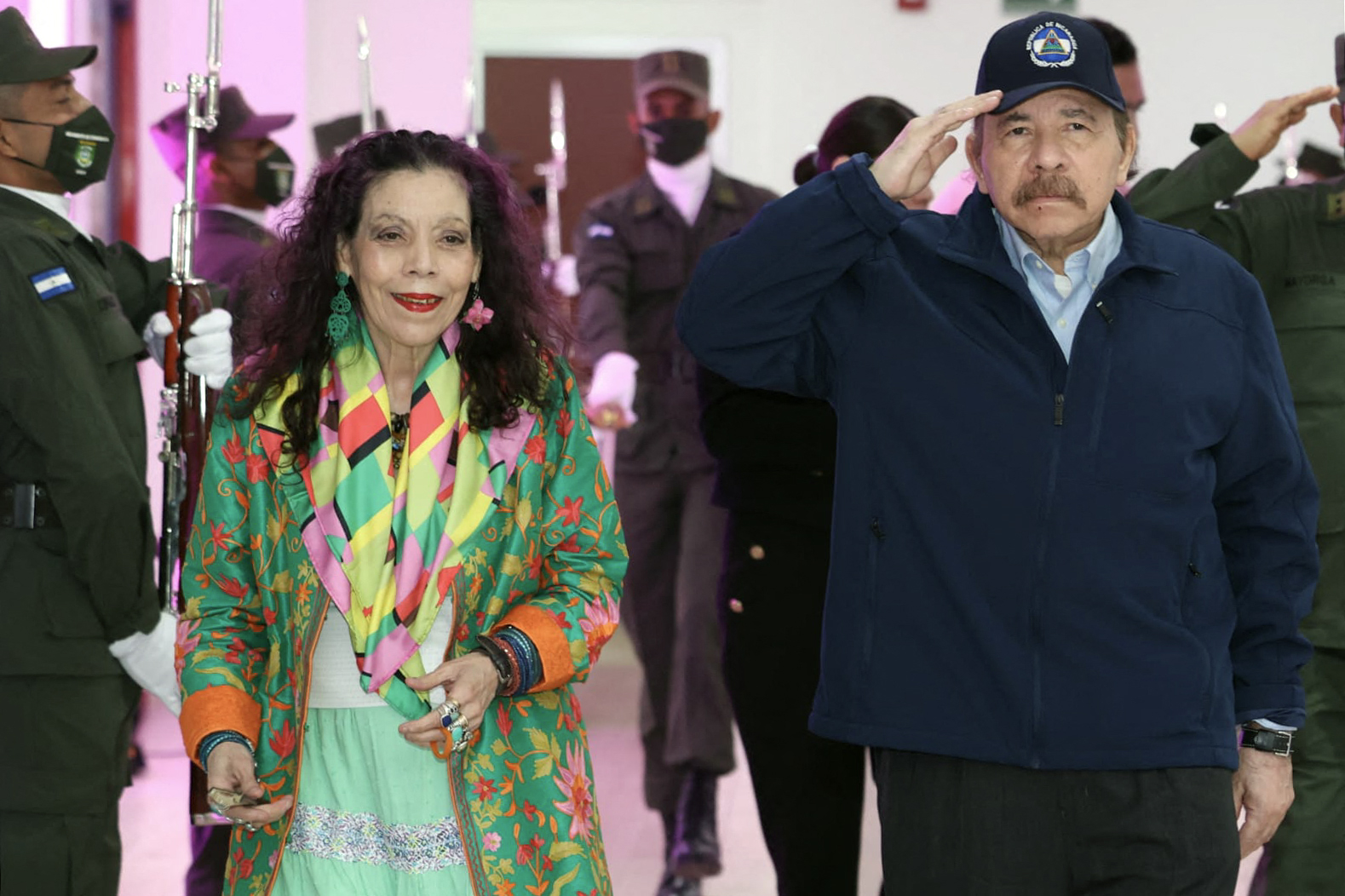 El presidente de Nicaragua, Daniel Ortega, y su esposa y vicepresidenta Rosario Murillo, en un evento en Nicaragua. (Foto Prensa Libre: AFP/Presidencia de Nicaragua)