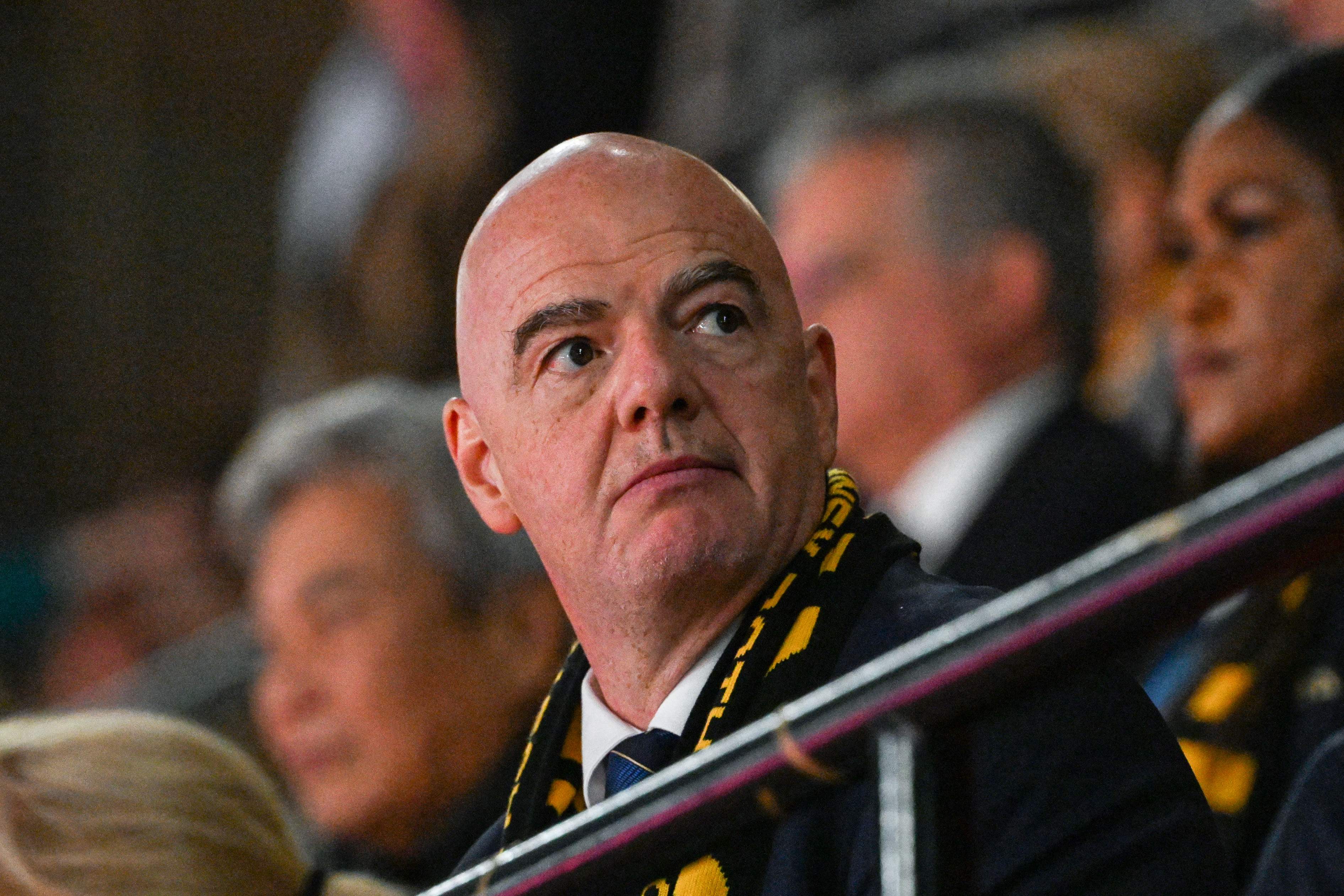 El presidente de la Fifa Gianni Infantino en el estadio donde España celebró su Mundial.