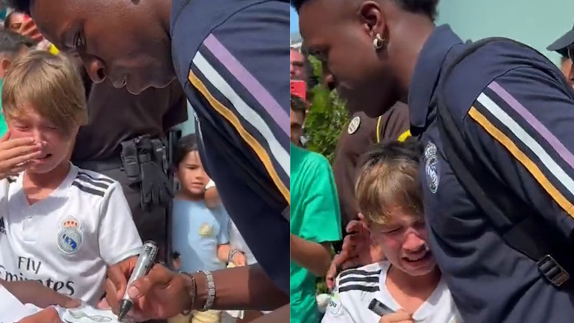 Vinicius Jr. junto a su pequeño fan.