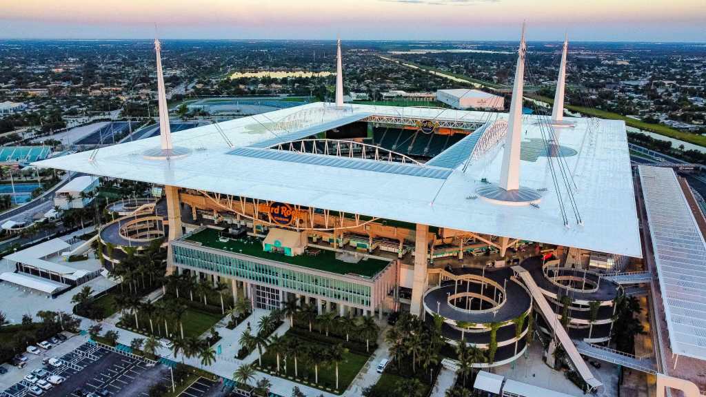 Una vista aérea del estadio que albergará la final. 