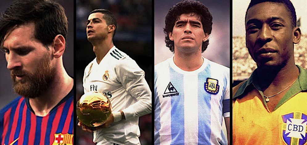 Cristiano Ronaldo, Lionel Messi, Diego Maradona y Pelé son algunas de las figuras mundiales seleccionadas por la IA. (Foto Prensa Libre: twitter)