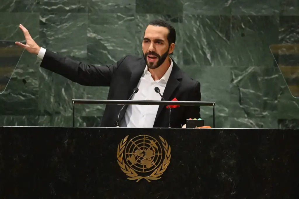 nayib bukele presidente el salvador durante su discurso ante la Asamblea General de Naciones Unidas