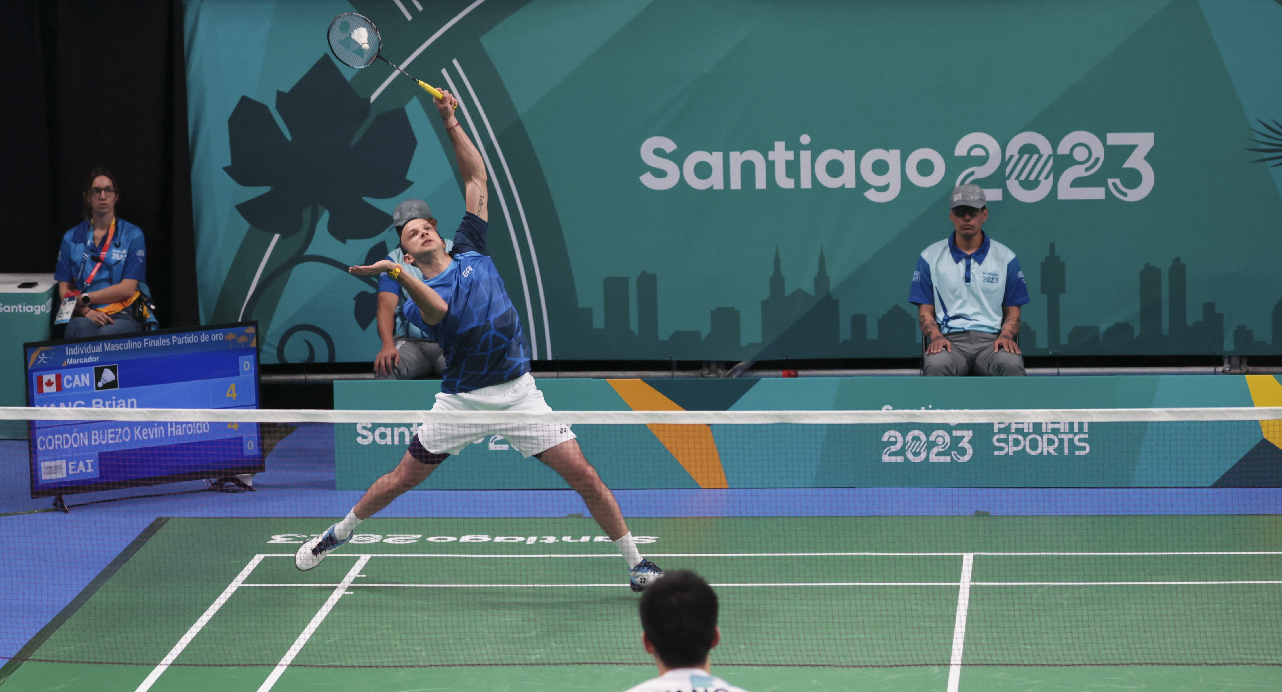 Kevin Cordón durante el partido final. Foto Prensa Libre (Javier Vergara/Santiago 2023 vía Photosport)