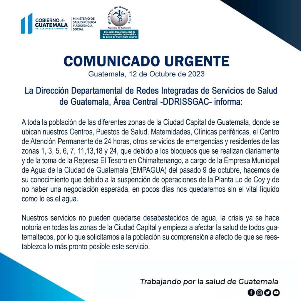 Comunicado del Ministerio de Salud