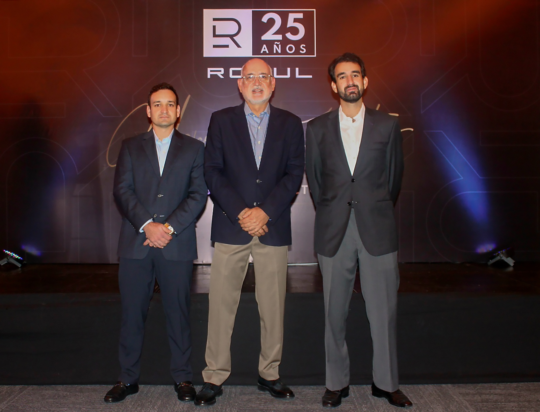 Sebastián Fernández, Director Comercial; Leonel Fernández, Fundador; y Alejandro Fernández, Director de Operaciones de Rosul. Foto Prensa Libre: Cortesía