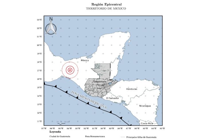 El epicentro del sismo se ubicó en territorio mexicano. (Foto Prensa Libre: Captura de pantalla)