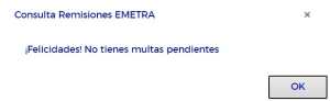 El mensaje que aparece en pantalla si usted no tiene multas. (Foto Prensa Libre: Captura de pantalla de MuniGuate)