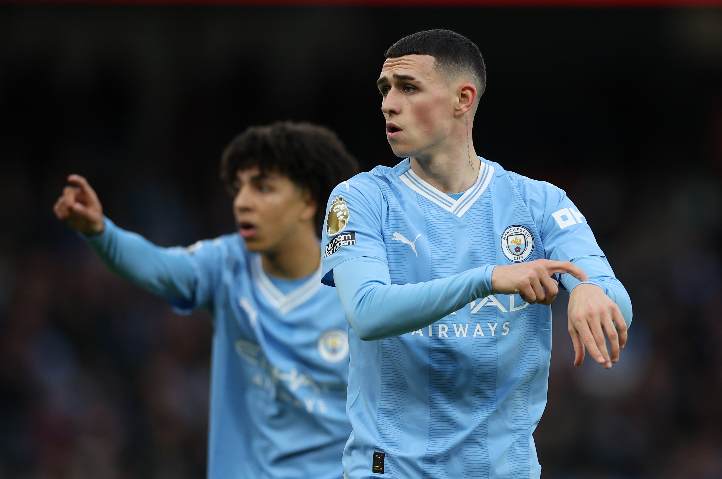 El futbolista del Manchester City, Phil Foden durante el partido ante el Crystal Palace en Manchester. (Foto Prensa Libre: EFE)