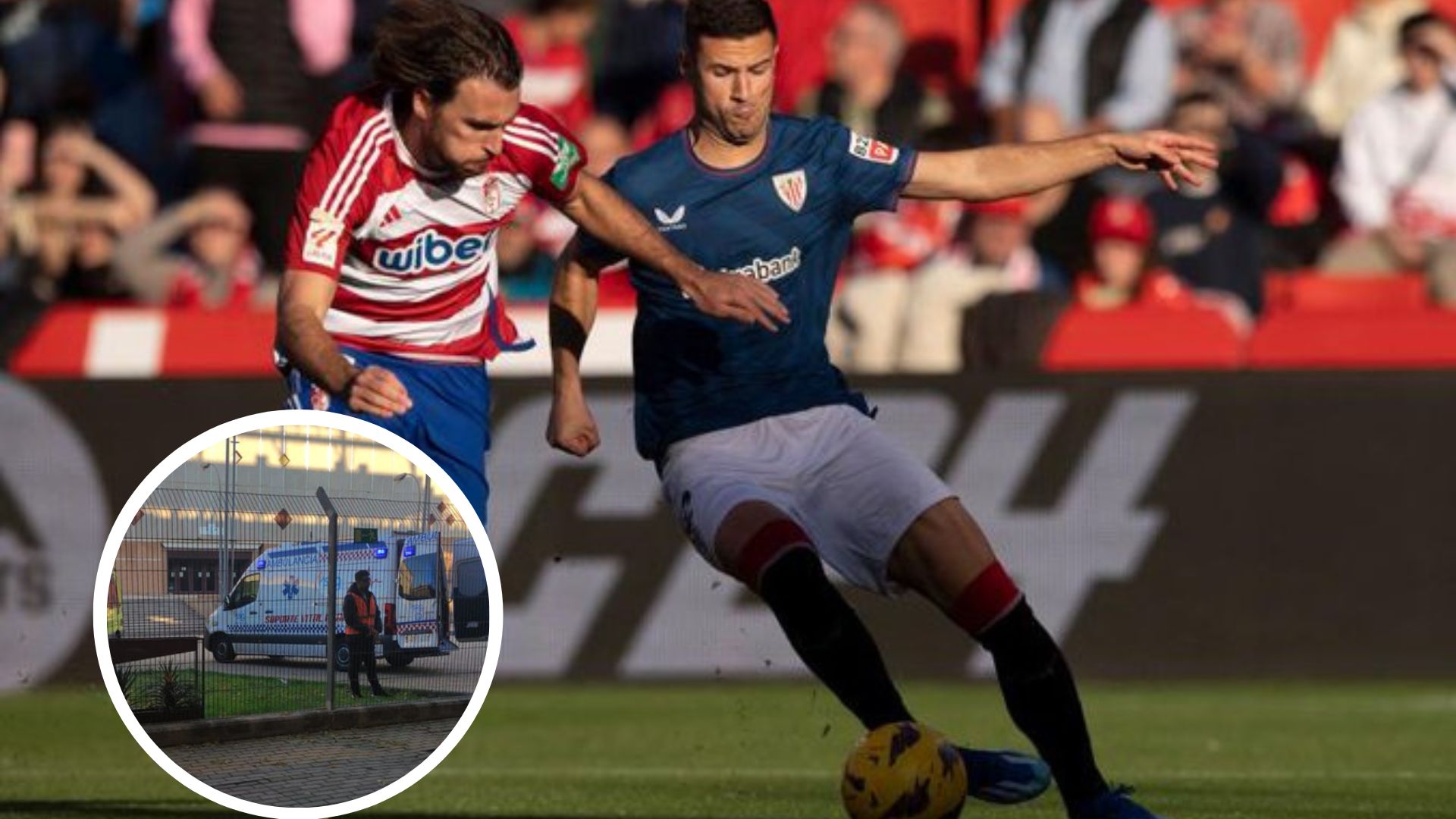 El partido entre Granada y Athletic Club se detuvo al minuto 17 del primer tiempo. (Foto Prensa Libre: RRSS)