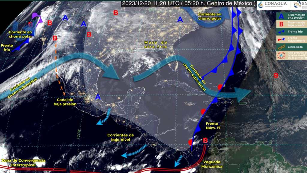 masa de aire frio en Norte y Centroamérica 