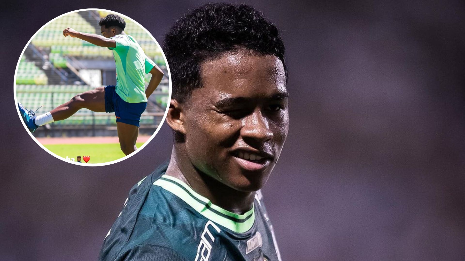 El nuevo jugador del Real Madrid, Endrick, festeja con su equipo en Brasil, el Palmeiras. (Foto Prensa Libre: @endrick)