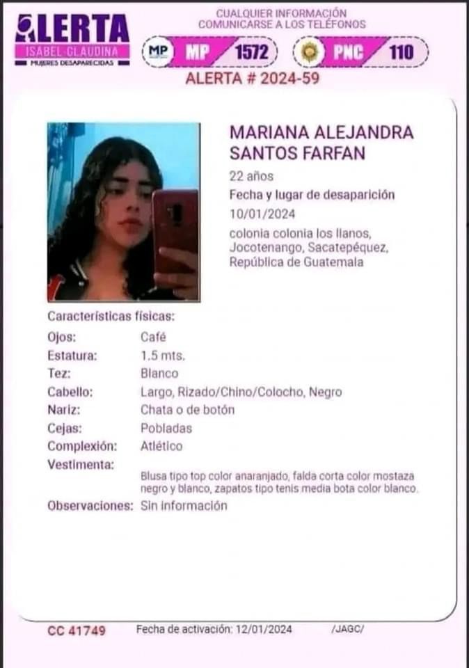 alerta isabel claudina mariana alejandra santos farfan