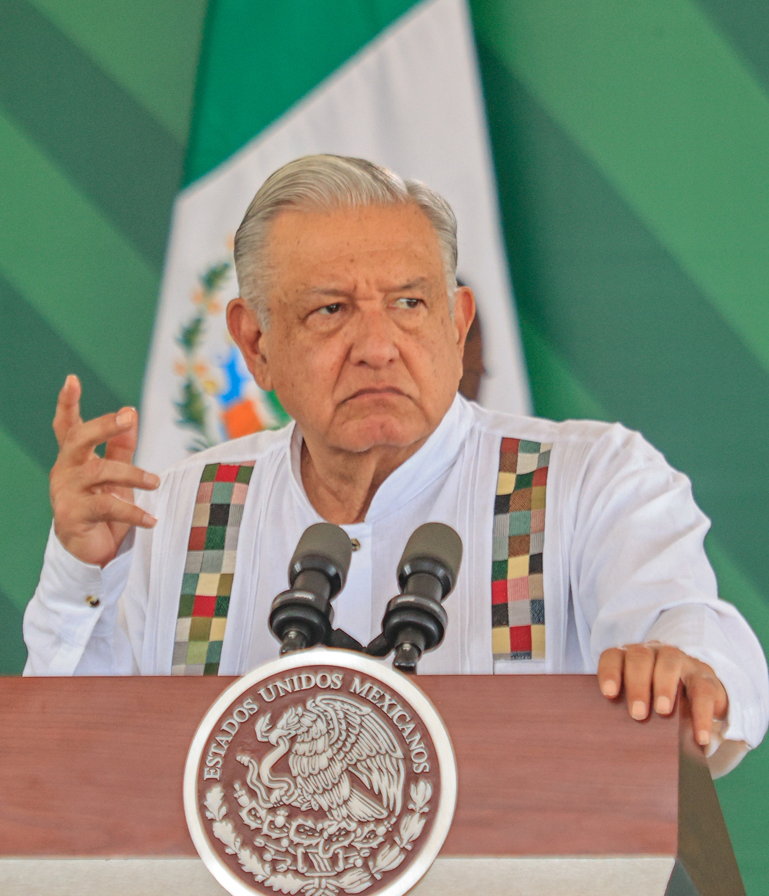 El presidente de México, Andrés Manuel López Obrador, en su rueda de prensa diaria este jueves 15 de febrero, desde Acapulco, Guerrero.  (Foto Prensa Libre: EFE)