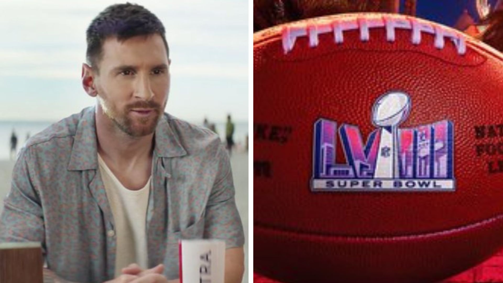 Esta es una de las escenas que se pueden ver en el promocional que grabó Lionel Messi para la marca de cerveza Michelob Ultra y que se podrá ver durante el SuperBowl LVIII. (Foto Prensa Libre: Captura de Pantalla)