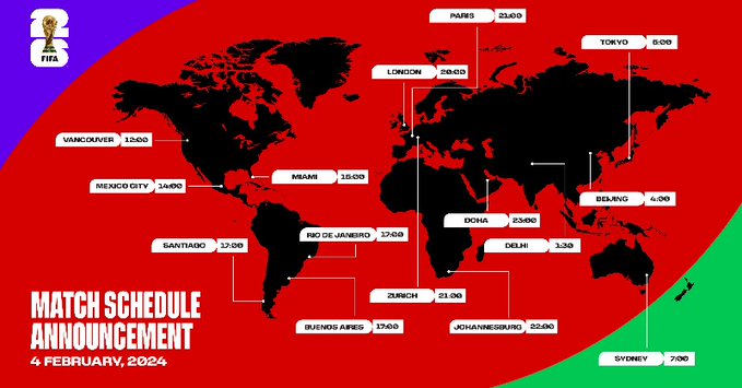 Este domingo se realizó la revelación de las sedes que albergarán las distintas rondas del Mundial 2026. (Foto Prensa Libre: FIFA)