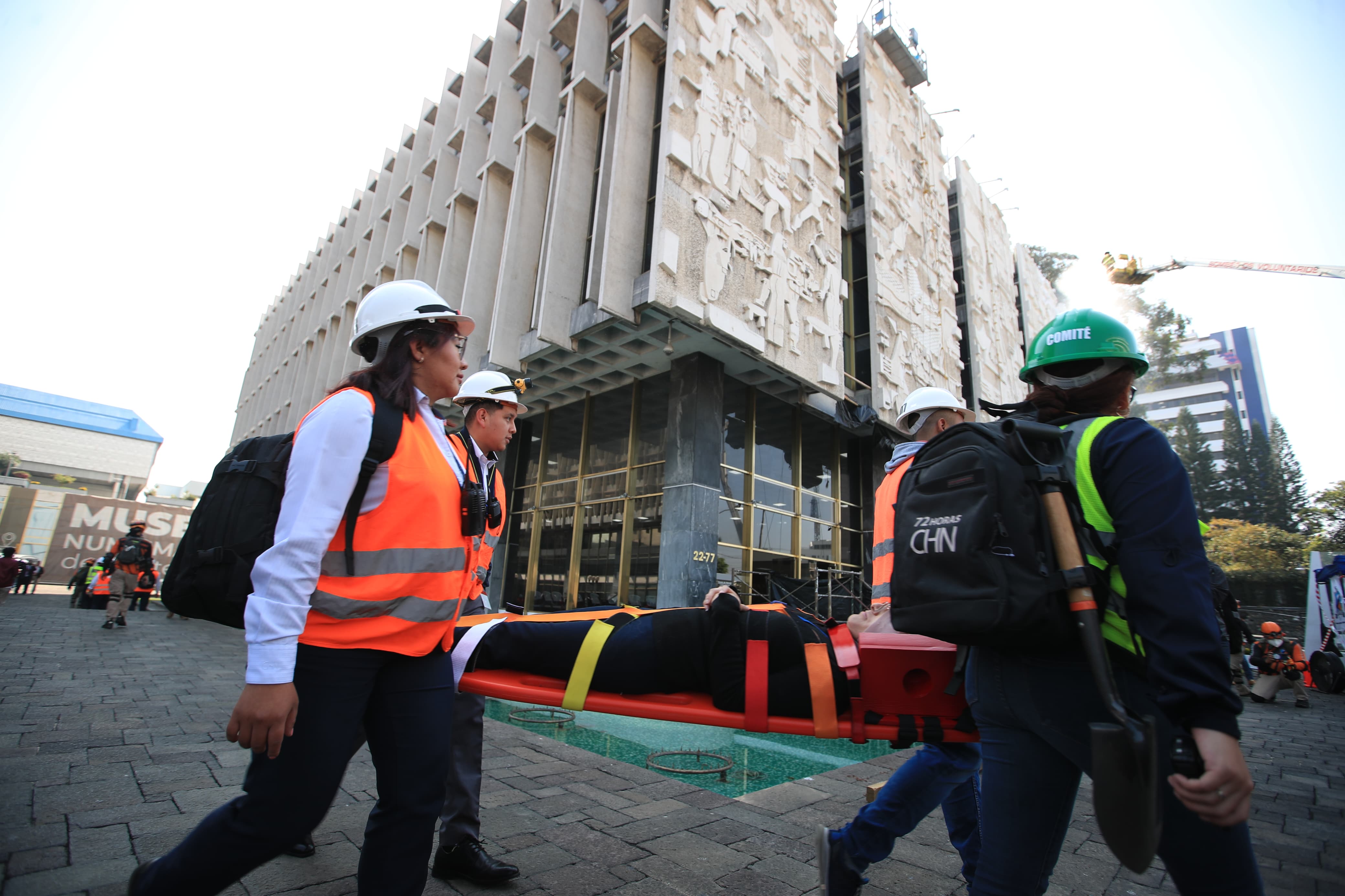 Simulacro de Terremoto en el Centro Cívico de la capital de Guatemala este 2 de febrero de 2024. (Foto Prensa Libre: Carlos Hernández)