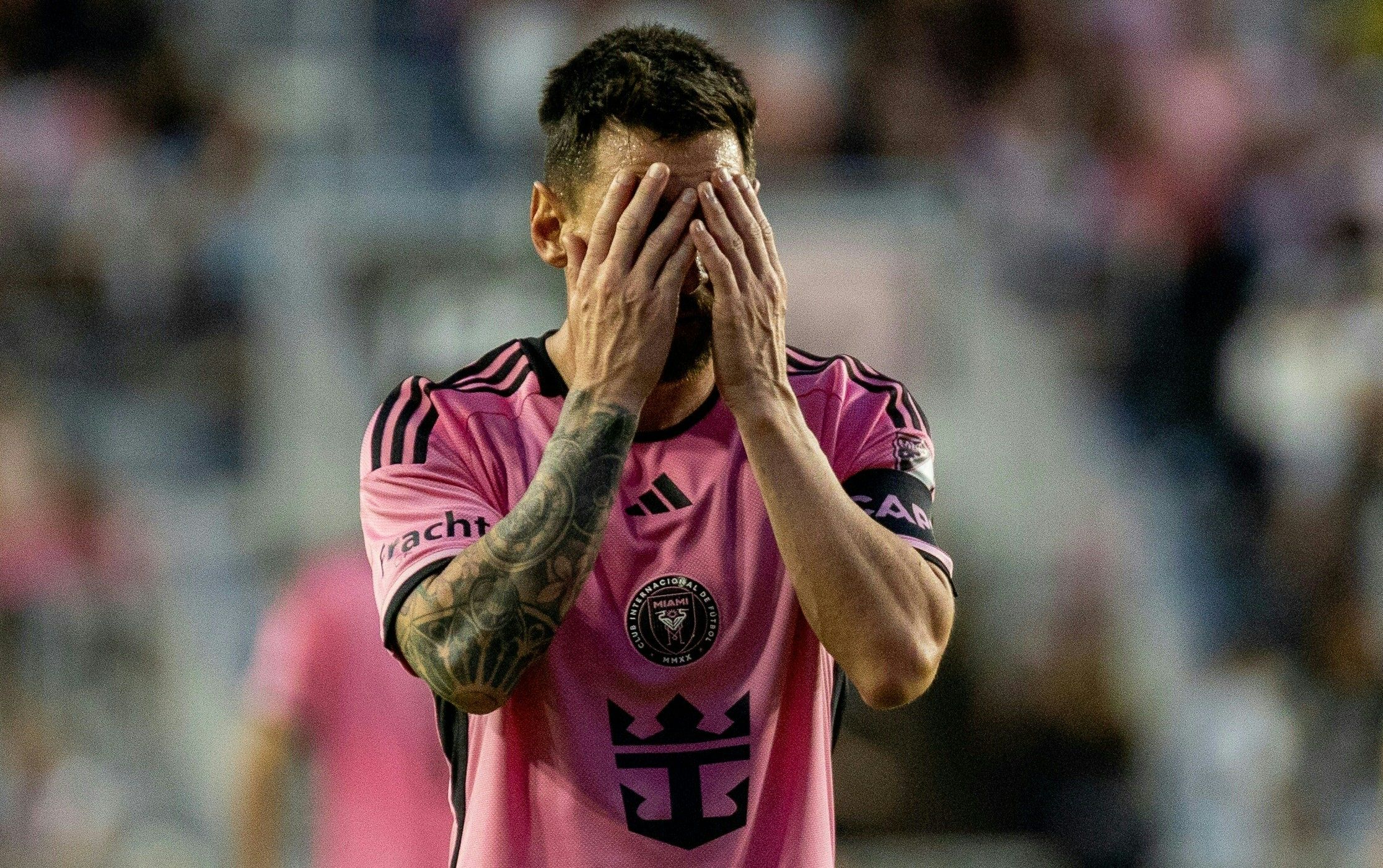 Una reacción de Lionel Messi durante el partido de la MLS entre Orlando City y el Inter Miami FC en el Chase Stadium en Fort Lauderdale.