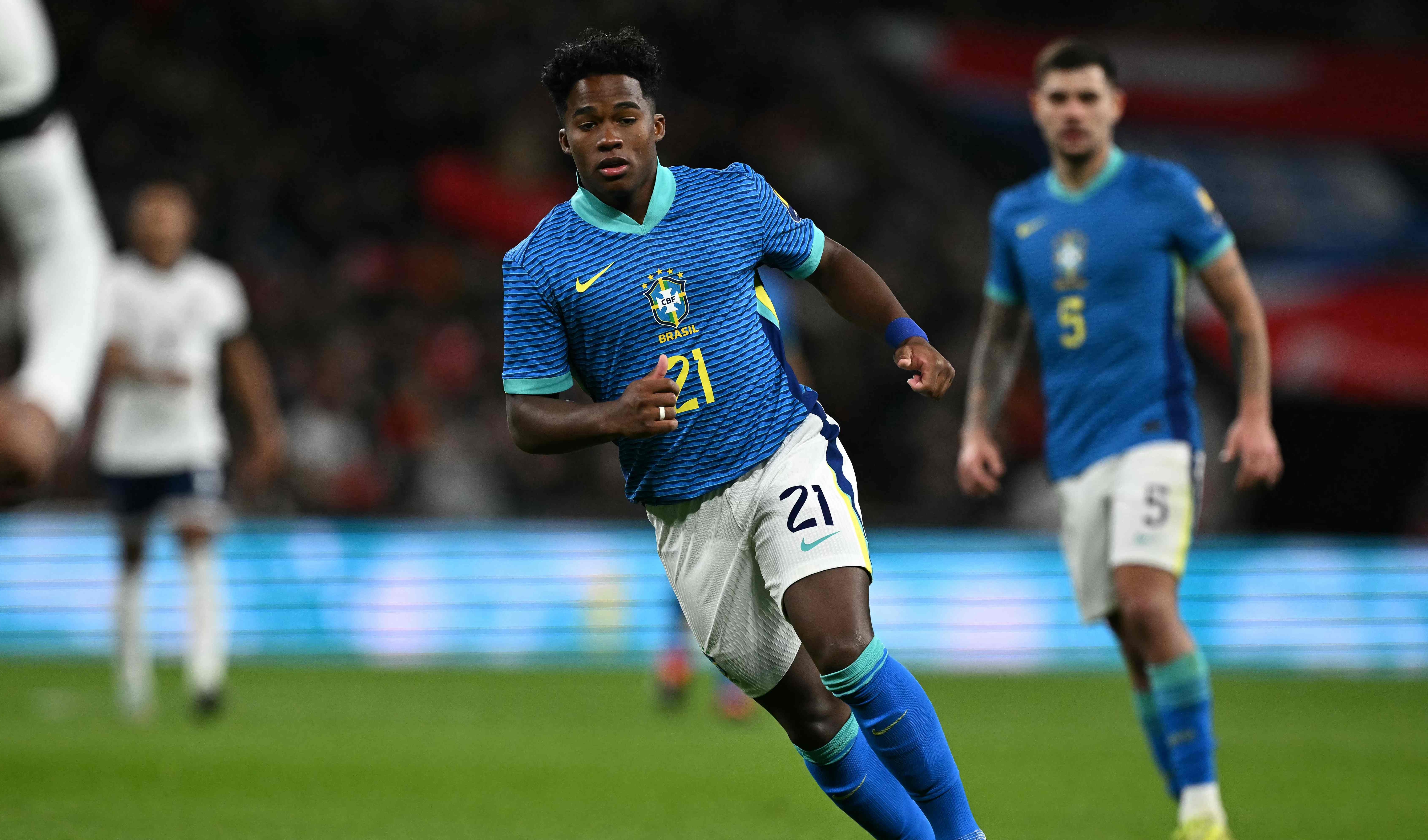 Endrick durante el partido internacional en el que dio el triunfo a Brasil sobre Inglaterra en Wembley.