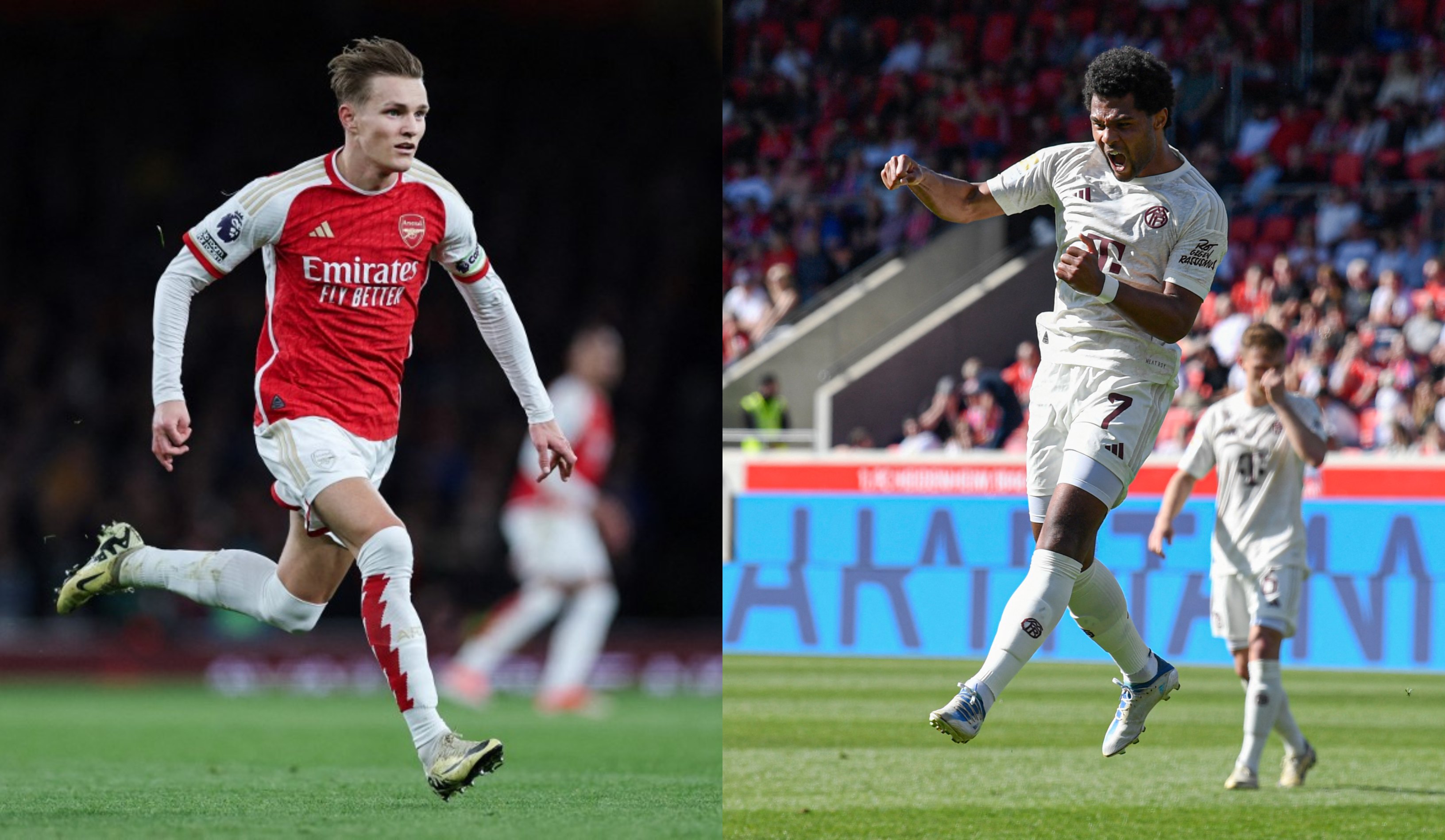 Martin Ødegaard del Arsenal y Serge Gnabry del Bayern en las imágenes.